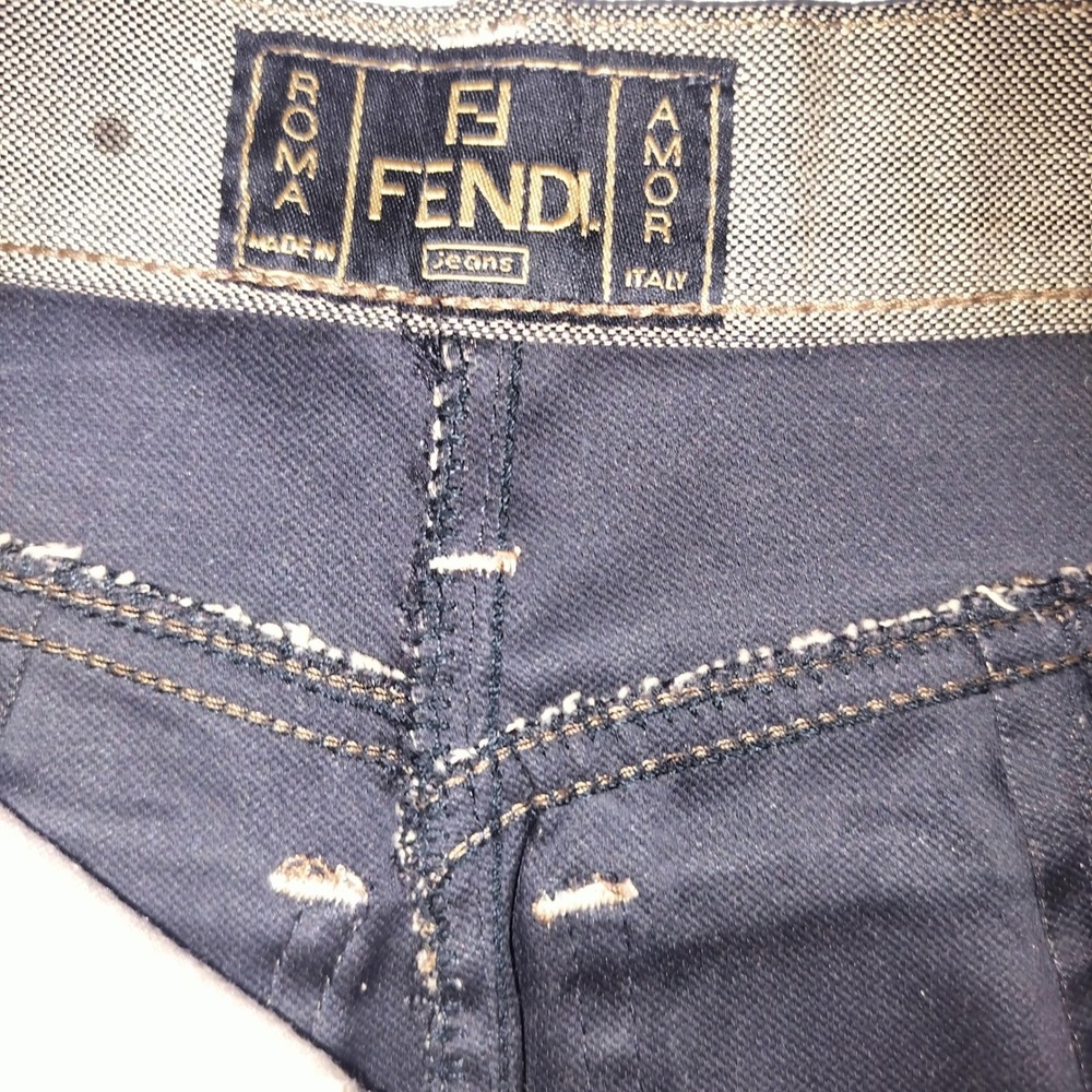 Fendi Jeans Vintage Logo Tape Denim Mini Skirt Taupe Gray Made in Italy 26 - Picture 7 of 8